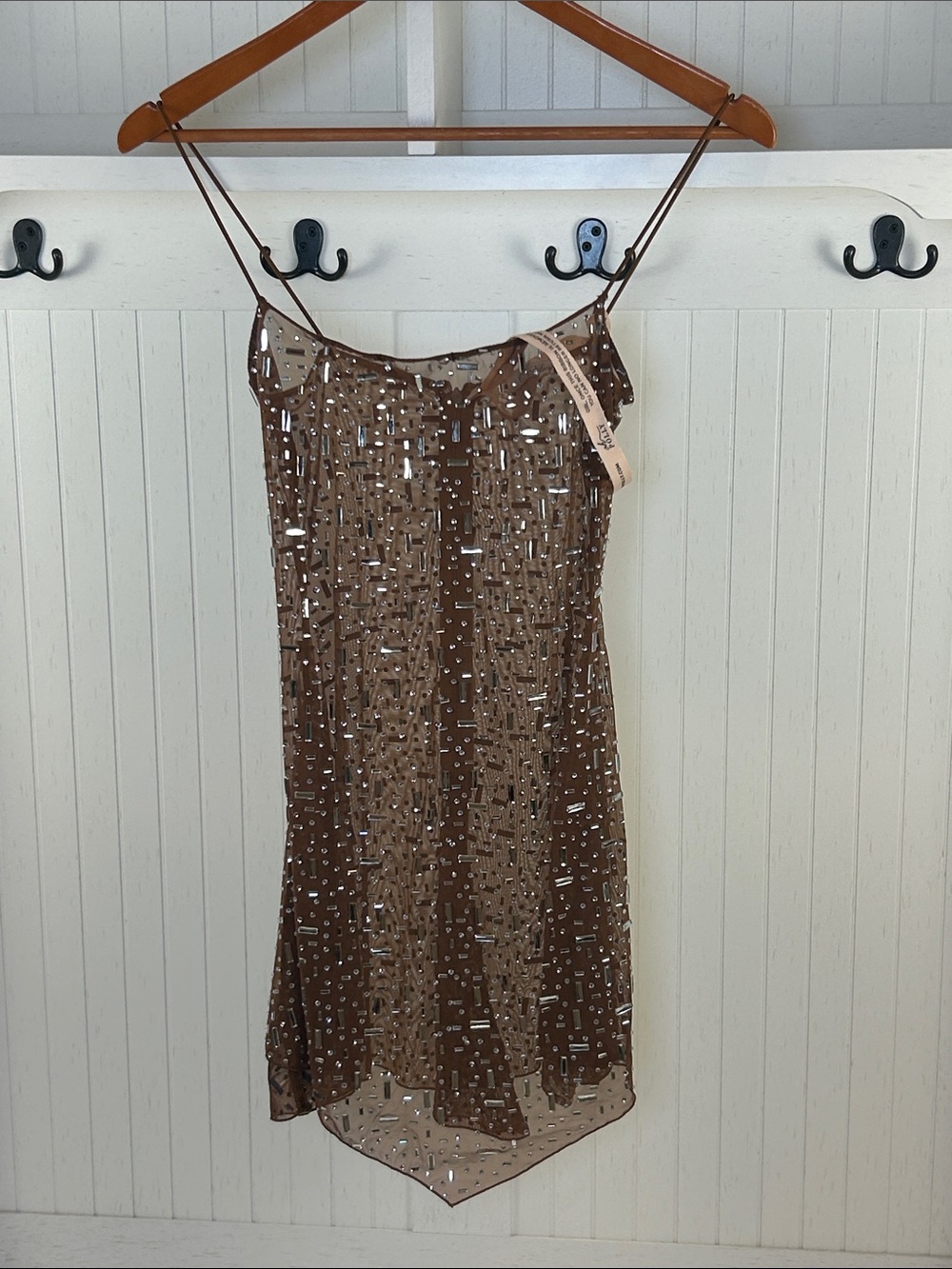 Oh Polly Durrani Embellished Mini Dress Brown Bodycon US 2
